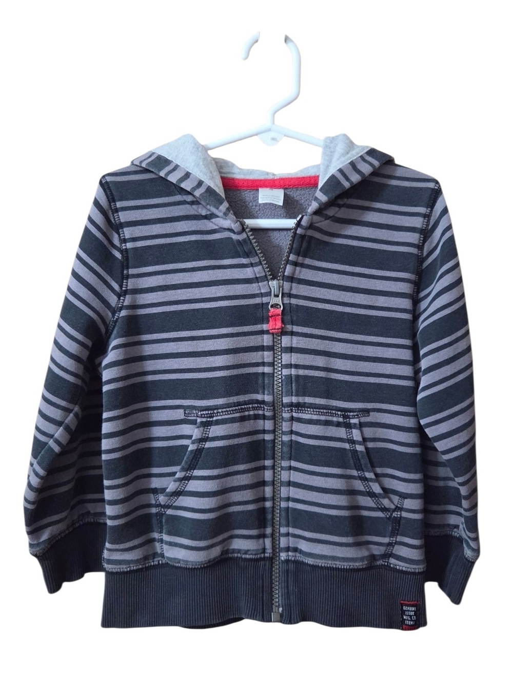 Carter's Gray & Dark Gray Striped Zip Hoodie